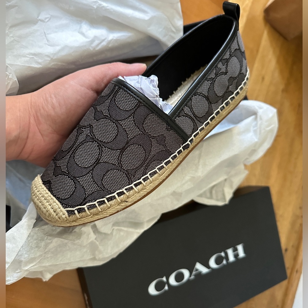 NIB - COACH Codi Espadrille In Signature Jacquard -  Black - size 5 US - Picture 9 of 14